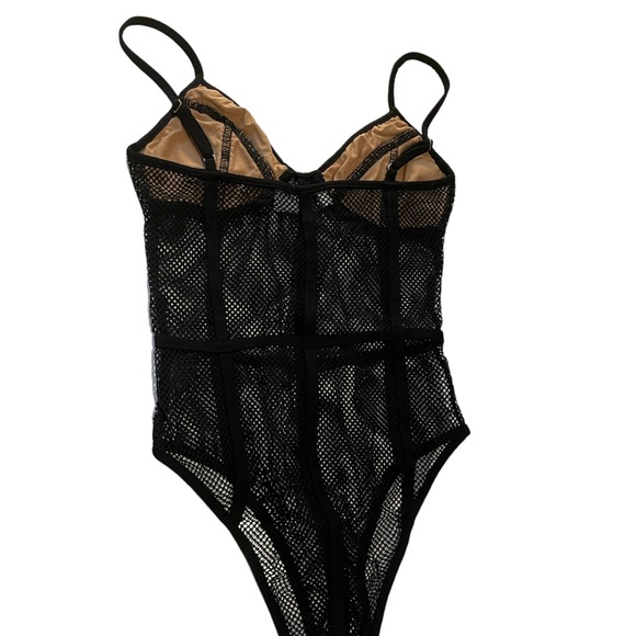 mesh corset bodysuit in sheer black - Picture 3 of 4
